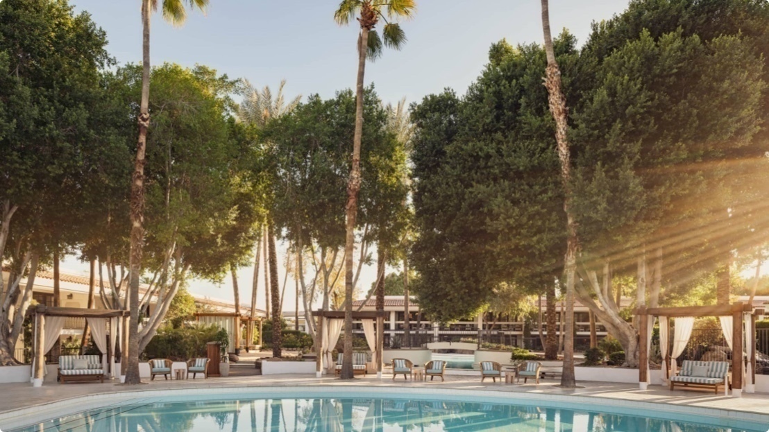 relaxing poolside area